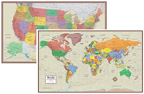 Swiftmaps World And Usa Contemporary Elite 3d Two Wall Map Set 24x36