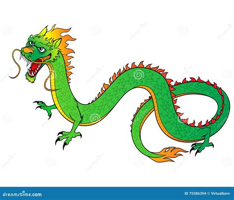 Green Chinese Dragon Stock Illustration Illustration Of Asian 75586394