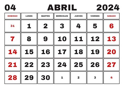 Calendario Abril 2024 Obtenga El Calendario Imprimible De Abril De 2024