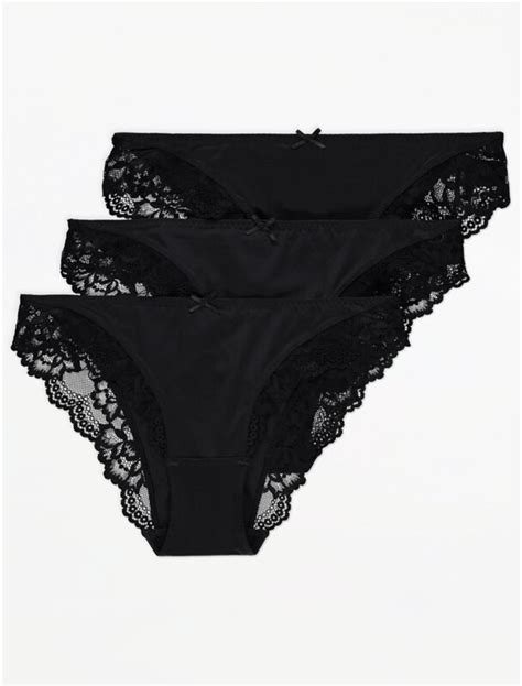 George Black Lace Trim High Leg Briefs 3 Pack Shopstyle Knickers