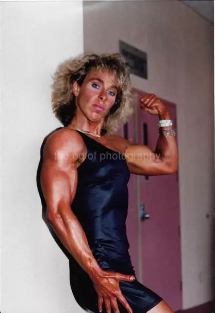 Female Bodybuilder 80s 90s Found Photo Color Muscle Woman Portrait En