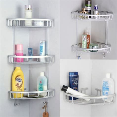 This is an amazing corner storage unit for a small space. 3 Tier Shower Bathroom Shelf Corner Rack Organiser ...