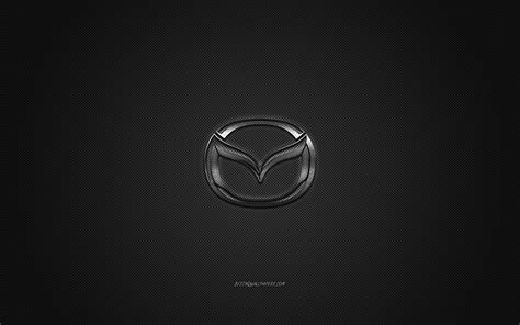 Download Wallpapers Mazda Logo Silver Logo Gray Carbon Fiber