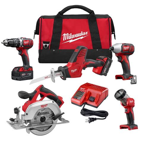 Milwaukee M18 18 Volt Lithium Ion Cordless Combo Tool Kit 5 Tool With
