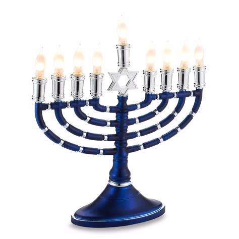 Electric Blue And Silver Menorah Hanukkah Best Price Free Shipping