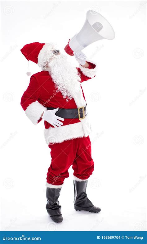 Santa Claus Shouting Using Megaphone Stock Photo Image Of Commercial