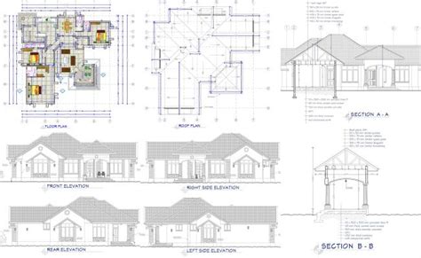 Creating a floor plan using walls, windows & doors. House plan with detailed dimensions, sections elevations ...