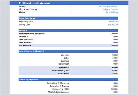 Profit And Loss Statement Templates Available In Excel