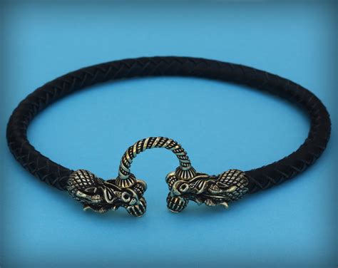 Black Leather Choker With Dragons Head Vintage Choker For Etsy