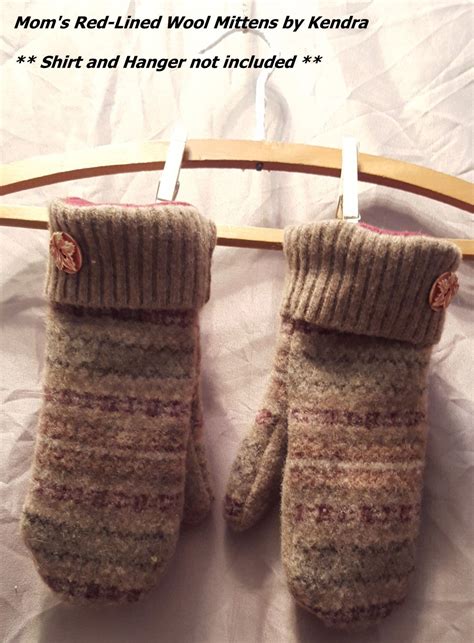 Upcycled Womens Wool Mittens With Red Fleece Lining Etsy Wool