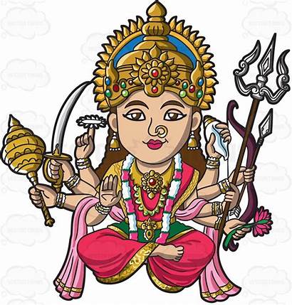 Hindu Goddess Clipart Durga Cartoon Maa Gods