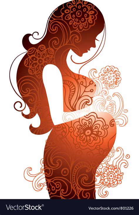 Pregnant Naked Woman Silhouette Illustration Image Vectorielle De My