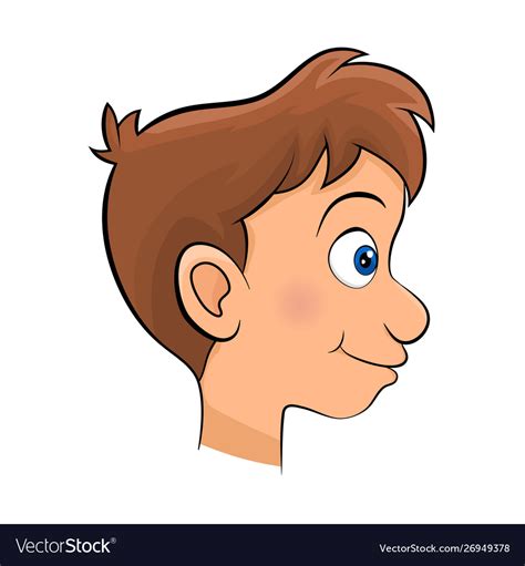 American Head Face Side View Cartoon Design Vector Image