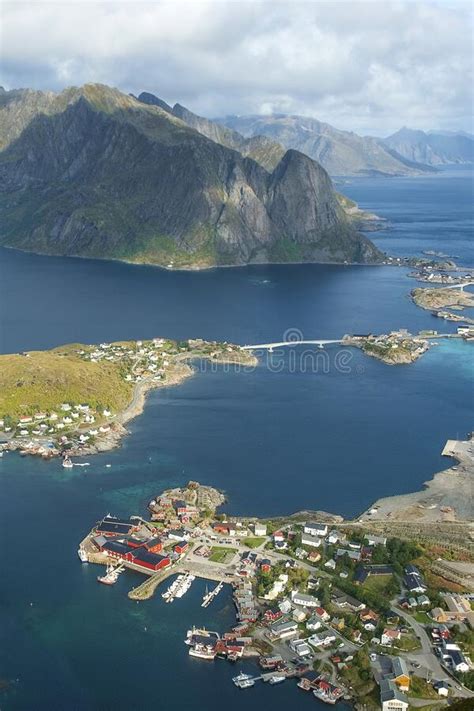 Lofoten Islands Norway Panorama Of The City Of Reine From The Top Of