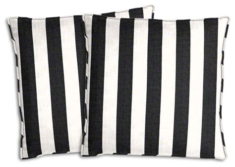 Black And White Striped Outdoor Pillow Set Traditional Outdoor
