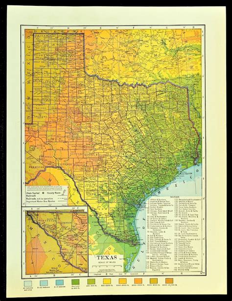 Texas Topographic Map Of Texas Wall Decor Art Colorful Colored Etsy