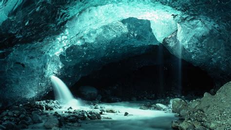 Mindblowing Planet Earth Cascading Waterfall In An Ice Cave Glacier