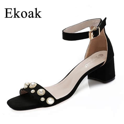 Ekoak 2017 New Women Sandals With Pearls Summer Shoes Woman Fashion