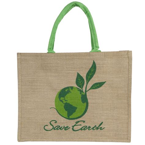 Jute Bag Eco Friendly Natural Juteburlap Save Earth Design 16