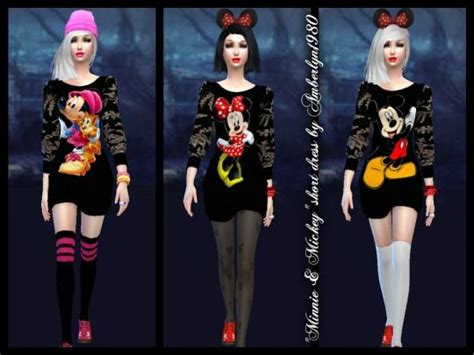 Minnie And Mickey Short Dress At Amberlyn Designs Short Dresses Sims 4