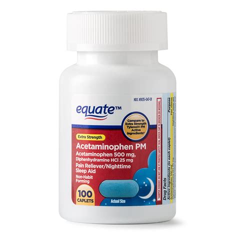 Equate Extra Strength Acetaminophen Pm Caplets 500 Mg 100 Count