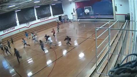 School Camera Captures Moment Roof Collapses Into Gymnasium During Storm