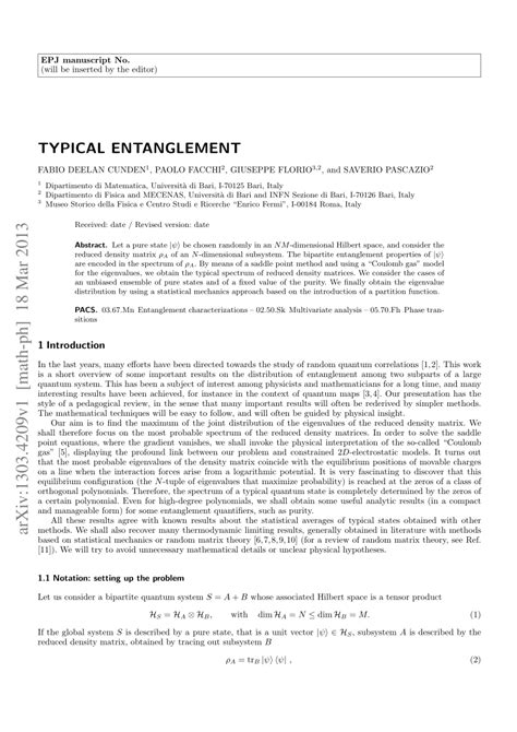 Pdf Typical Entanglement