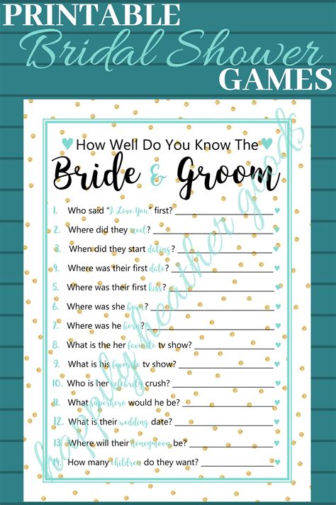 I know how many qualifications he had when he left school. How Well Do You Know the Bride and Groom, Bridal Shower ...