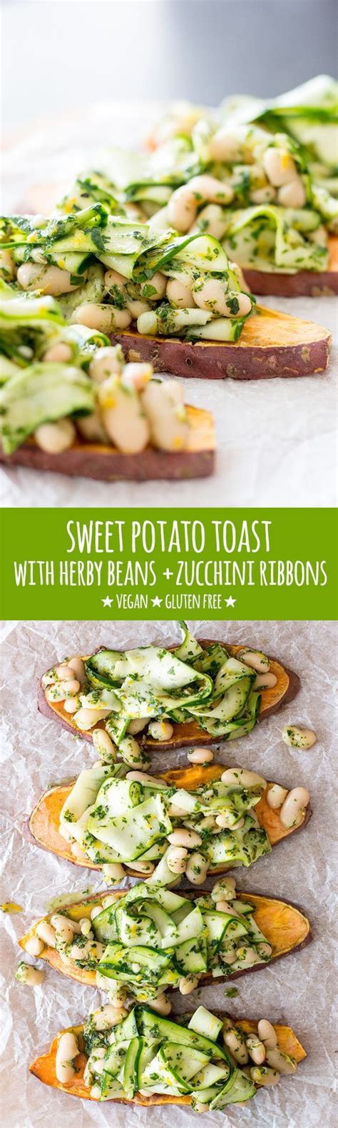 This search takes into account your taste preferences. Sweet potato toast topped with cannellini beans and zucchini ribbons tossed in a beautifully ...