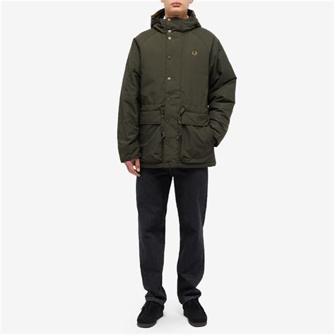 fred perry padded zip through jacket hunting green end