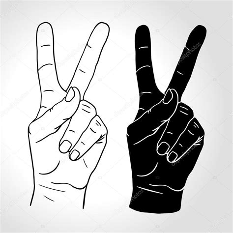 Hand With Two Fingers Up In The Peace Or Victory Symbol — Stock Vector