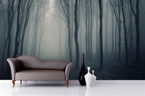 Grey Jungle Wallpaper Forest Mist Design Muralswallpaper Home