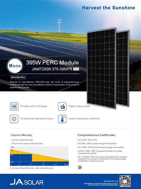 Ja Solar Panel Datasheet Pdf Photovoltaics Solar Panel