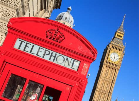 Rote Telefonzelle Und Big Ben London England Stockbild Bild Von