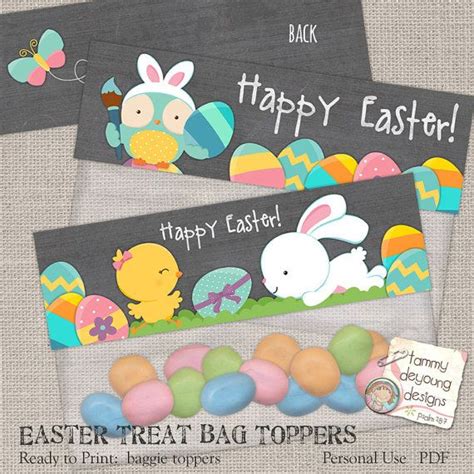 Two Easter Tags With An Image Of Rabbits And Eggs On Them One Is Happy