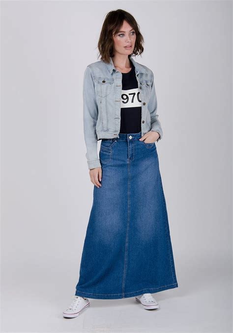 Comfy Long Denim Maxi Skirt Size Fanteecy Women S Casual Stretch Waist Washed Denim Ruffle