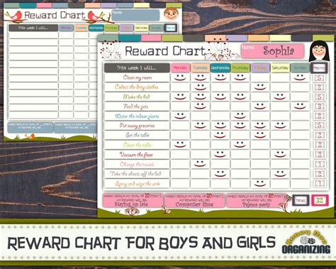 Printable Reward Chart For Girls And Boys 85x11