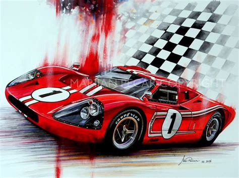 Motor Racing Art The Le Mans Winning Ford Gt40 Mkiv In Watercolor 42