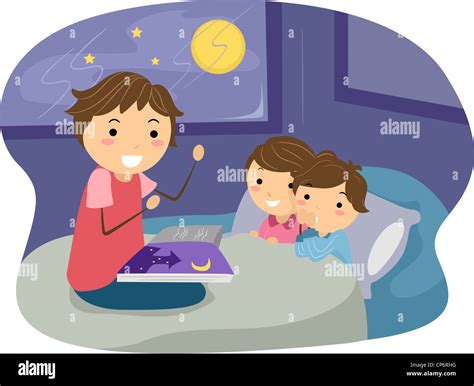 Illustration Of Kids Listening To A Bedtime Story Stock Photo Alamy