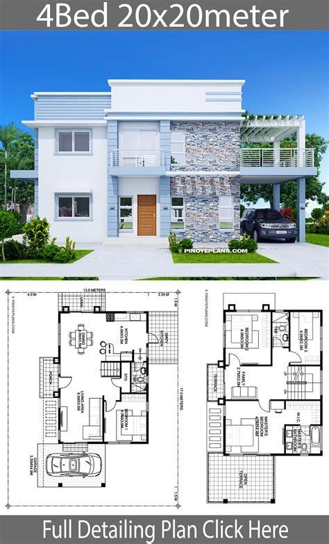 Home Design Plan 8x13m With 4 Bedrooms Home Ideassearch In 2022
