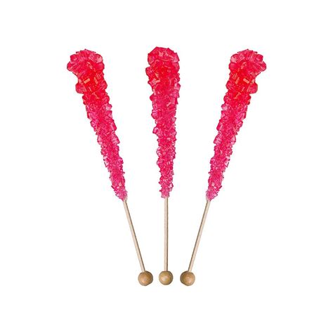 Wrapped Rock Candy Crystal Sticks Pink 120 Piece Case Candy Warehouse