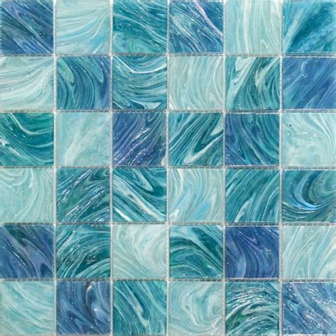 Aquatic Sky Blue 2x2 Square Glass Tile Sample Contemporary Mosaic