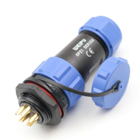1set Sp21 5pins Circular Waterproof Cable Plug Socket Connector Ip68