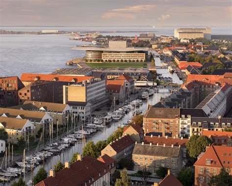 Aerial View Of Copenhagen In The Evening Denmark Anshar Images