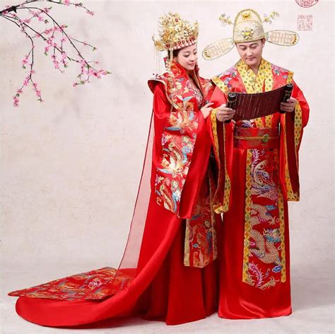 China Hanfu Wedding Gown Robe Ancient Bride Marriage Dress Red Golden