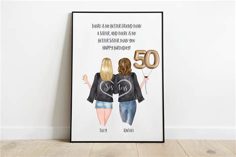 Best Friend Print 50th Birthday T Personalised Print Etsy