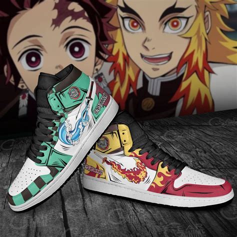 Tanjiro And Rengoku Sneakers Breathing Skills Demon Slayer Anime Shoes