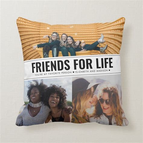 Modern Best Friends For Life Bff Besties 3 Photo Throw Pillow Zazzle