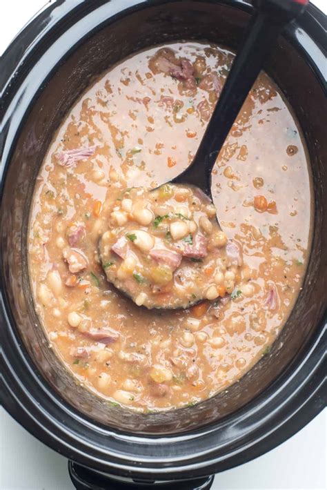 One of my favorite parts about this whole recipe is how easy it is to prepare! Slow Cooker Ham and Bean Soup | Valerie's Kitchen
