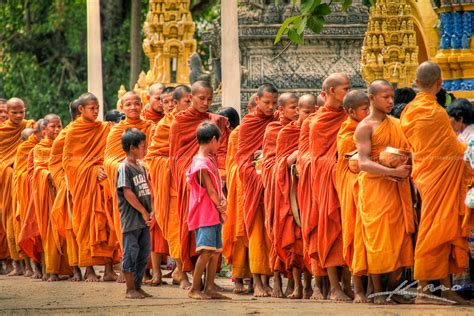 Monks During A Buddhist Ceremony In Cambodia Hdr Photography By